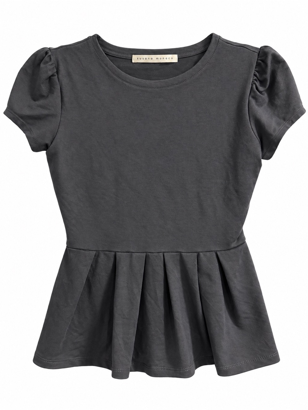 Susana Monaco Girls' Charcoal Gray Peplum Tee